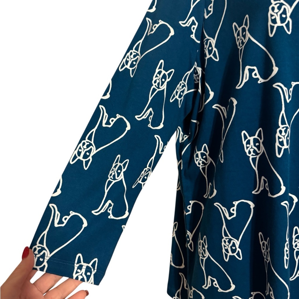 NWT  Teal FRENCHIE Dog Print  Top PLUS: 2X    #CL - Picture 3 of 8